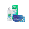 2 Cx AIR OPTIX Plus HydraGlyde 6 lentes + 2x Optifree Pure Moist + Kit Viagem - Pack Air Optix - Packs Poupança